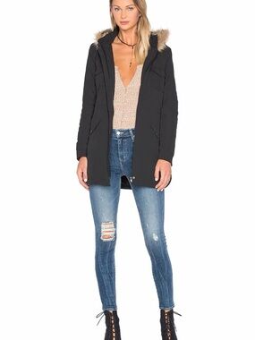 JACK by Steve Madden Algonaut spring coat with faux fur collar - Black